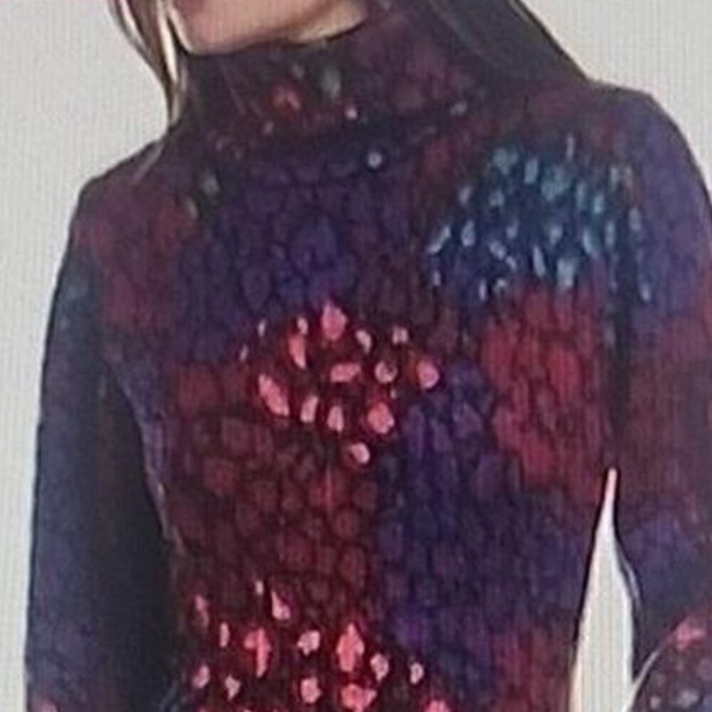 Farm Rio Anthropologie leopard knit sweater turtleneck midi dress size S